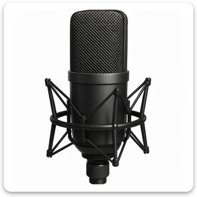 a music studio microphone, detailed, professional, modern design, isolated on white, no background sticker