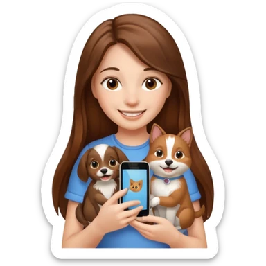 girl holding an iphone case with pets sticker