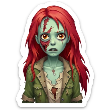 Franja cabelo ruivo comprido zombie sticker