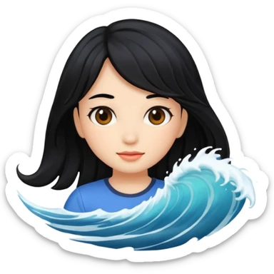 wave black hair girl 2 sticker