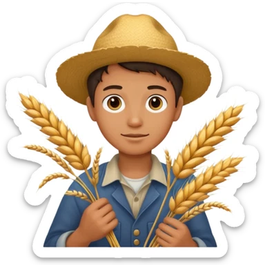 boy farmer, hold wheat sticker