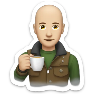 skinhead with hot cup of tea sticker