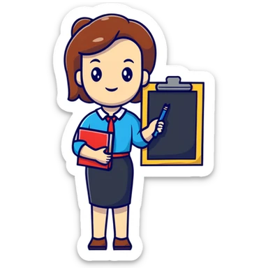 full body female teacher with blackboard sticker