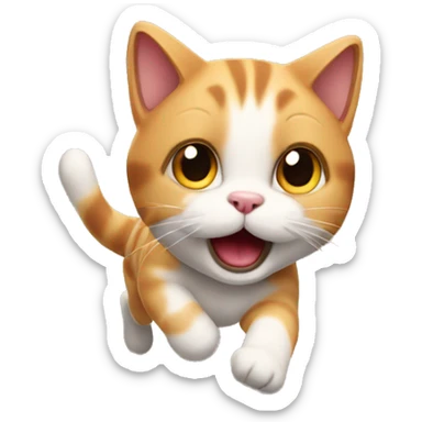 a cute cat on the run sticker
