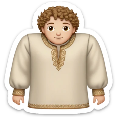 medieval spring outfit worn by a DnD themed fantasy male character. medium-weight wool tunic with decorative trim around the cuffs, worn slightly open at the front. clothes only above the waist. The clothes full waist. The character's haven't arms. character is white-skinned, light brown hair, hazel eyes, short curly hair. sticker