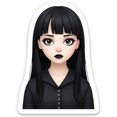 goth girl with black hair and bangs sticker