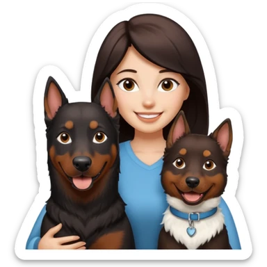 Doberman and samoyed with girl sticker