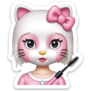  hello Kitty with an eyelash mascara spoolie sticker