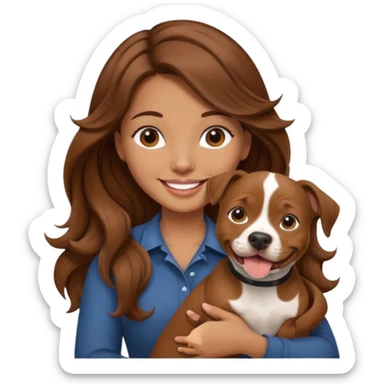 girl with long wavy hair and tan with a putbull in her hands sticker