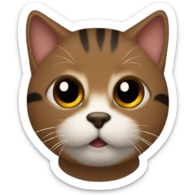 A brown and with a little bit of black cat with a blurred eye and with tongue out sticker
