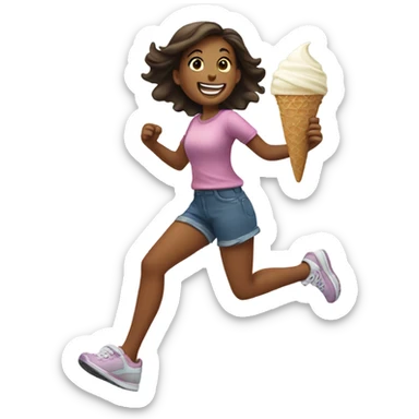 girl running with ice cream sticker
