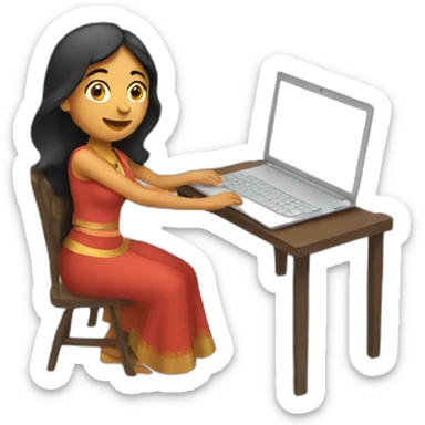 Indian woman typing on a MacBook sticker