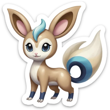 Colorful Skilled Adept Graceful Asian Painted Meloetta-Minccino-Absol-Emolga-Pachirisu-fusion-hybrid-creature (full body) sticker
