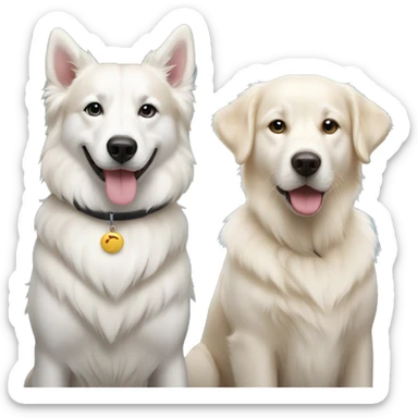 A golden retriever and a white husky friends sticker