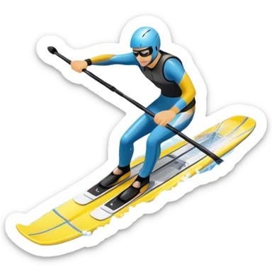 An icon featuring a close-up collage of water skis, splashing water across the surface. The design highlights the motion of the skis cutting through the water. Transparent background emphasizes the thrill of water skiing. sticker