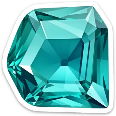 Faceted indicolite tourmaline with teal-blue hue and brilliant cut sticker