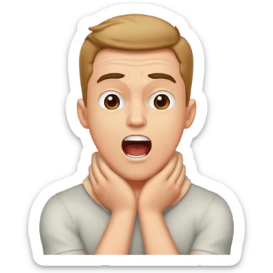 guy yelled with arms crossed around his neck sticker