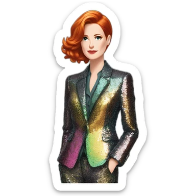 Audrey fleurot straight hair multicolored sequined suit sticker