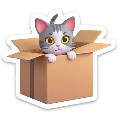 curious cat peeking out of a box sticker