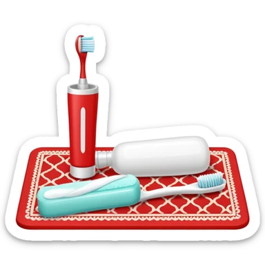 Toothbrush and toothpaste with Salah mat sticker