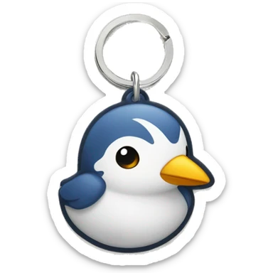 an cute keychain with a baby bird imprint on it  sticker