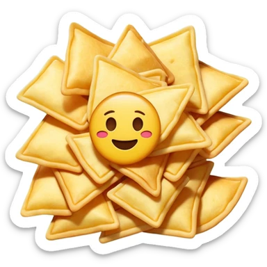 A lot of emojis all different in colors and style but all of them related to chips and chips packs and all of them on a green background sticker