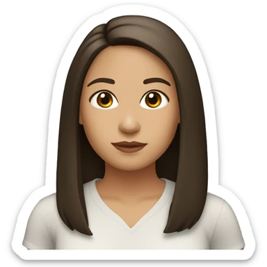Light skinned girl with dark brown straight hair shoulder length, brown eyes chubby face Latina sticker