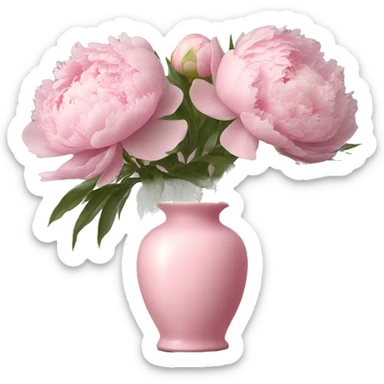 light pink peonies in light pink vase sticker