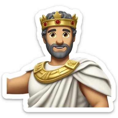 A Roman emperor in a toga and laurel crown, winking and pointing to himself as if saying, "I'm the man! sticker