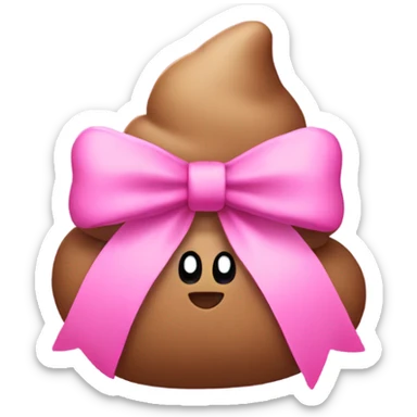 Pink poop with pink bow sticker
