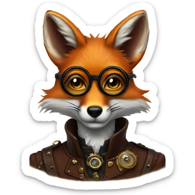 fox with glasses steampunk sticker