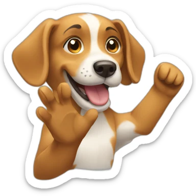 waving dog sticker