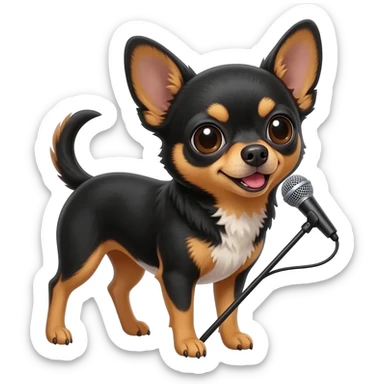 Chihuahua  noir marron poil courut une petite chanteuse sticker