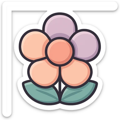 document push pin, flower shape, thick and volumetric, icon-color-outlined style, thin clean contours, soft rounded shapes, pastel palette #98B5BC, #B5B3C1, #C9A3C9, #E4C0CA, #F7DCD1, #F7C0AA, detailed shadows and highlights, soft lighting, transparent background sticker