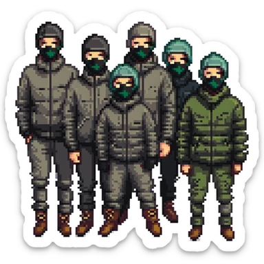 group of men with black ski masks sticker