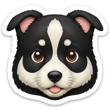 Mixed breed dog black with white belly  sticker