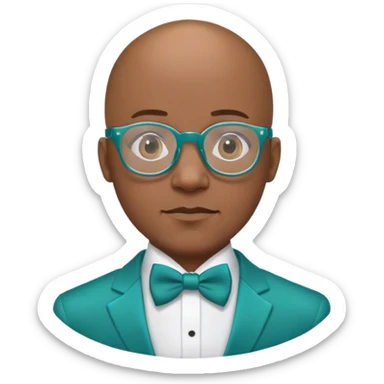 Bald black man with glasses teal tuxedo  sticker