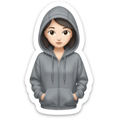 Sasha Gray in gray oversized hoodie full height sticker