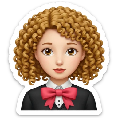 women with neckBow, curley hair style. sticker