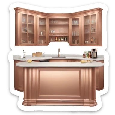 Realistic front facing rose gold kitchen counter island bar. sticker