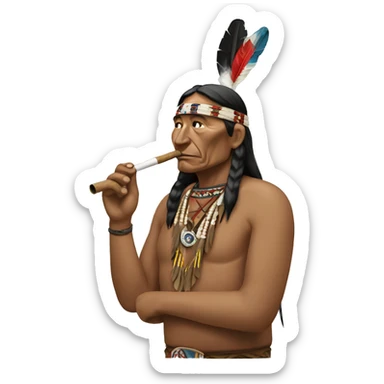 Native American Indiana smoking peace pipe sticker