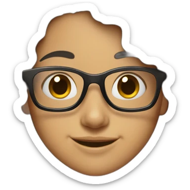 smiling girl with wavy long black hair and glasses sticker