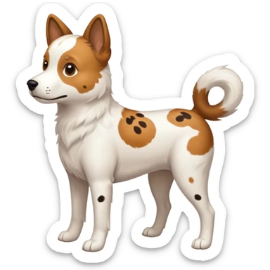 White dog with brown spots with ONLY three legs, from the side. It DOES NOT have four legs. ONLY THREE LEGS  sticker