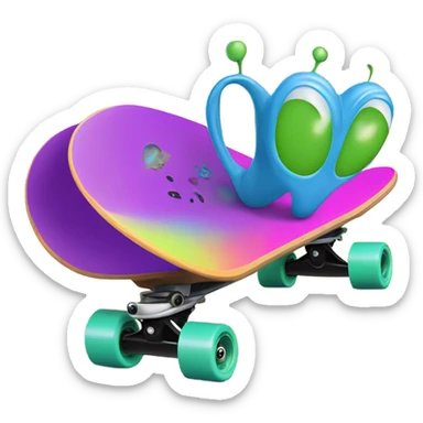 skateboard with alien stickers sticker