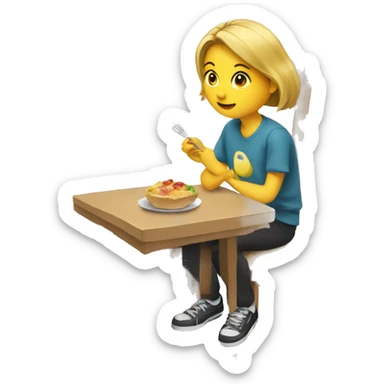 Jenna is sitting in a chair at school eating lunch alone  sticker