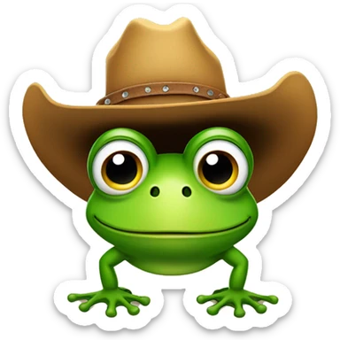 Frog holding a cowboy hat on his head sticker