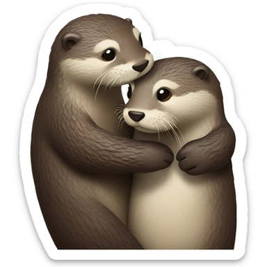An Otter Couple hugging each other sticker