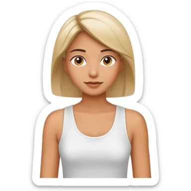 Adult woman, wearing a sleeveless tank top, potrait
 sticker