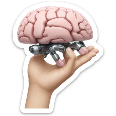 A Hand Holding a Robot Brain sticker
