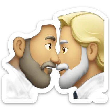 older India bearded detective kissing older blonde man detective  sticker